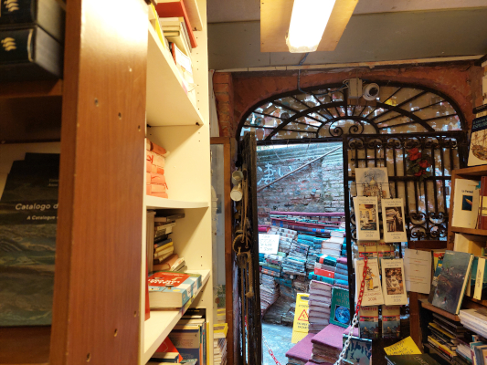 Libreria Acqua Alta flooded books by water Venice Italy