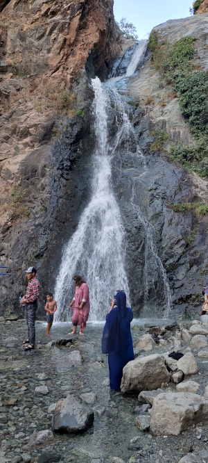 Vallée de l'Ourika Maroc le premier niveau de la cascade