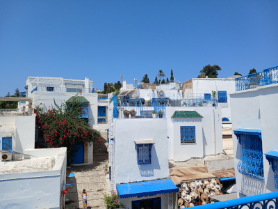 Cafée Essaad kilátás Sidi Bou Said Tunézia